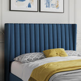 Yaheetech King Bed Frame Upholstered Platform Bed with Fabric Headboard, Wing Edge Design/Non-Slip and Noise-Free/Wooden Slats Support/No Box Spring Needed/Easy Assembly, Ivory King Bed