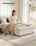 SONGMICS Storage Ottoman Bench, Foldable Foot Rest with Legs, 15 x 43 x 15.7 Inches, End of Bed Bench, Storage Chest, Load up to 660 lb, for Living Room, Bedroom, Entryway, Ink Black ULSF018B01