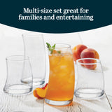 Libbey Ascent Tumbler and Rocks Drinking Glasses Set of 16, Glass Drinking Glasses with Curvature, Versatile Glassware Set for Parties and More