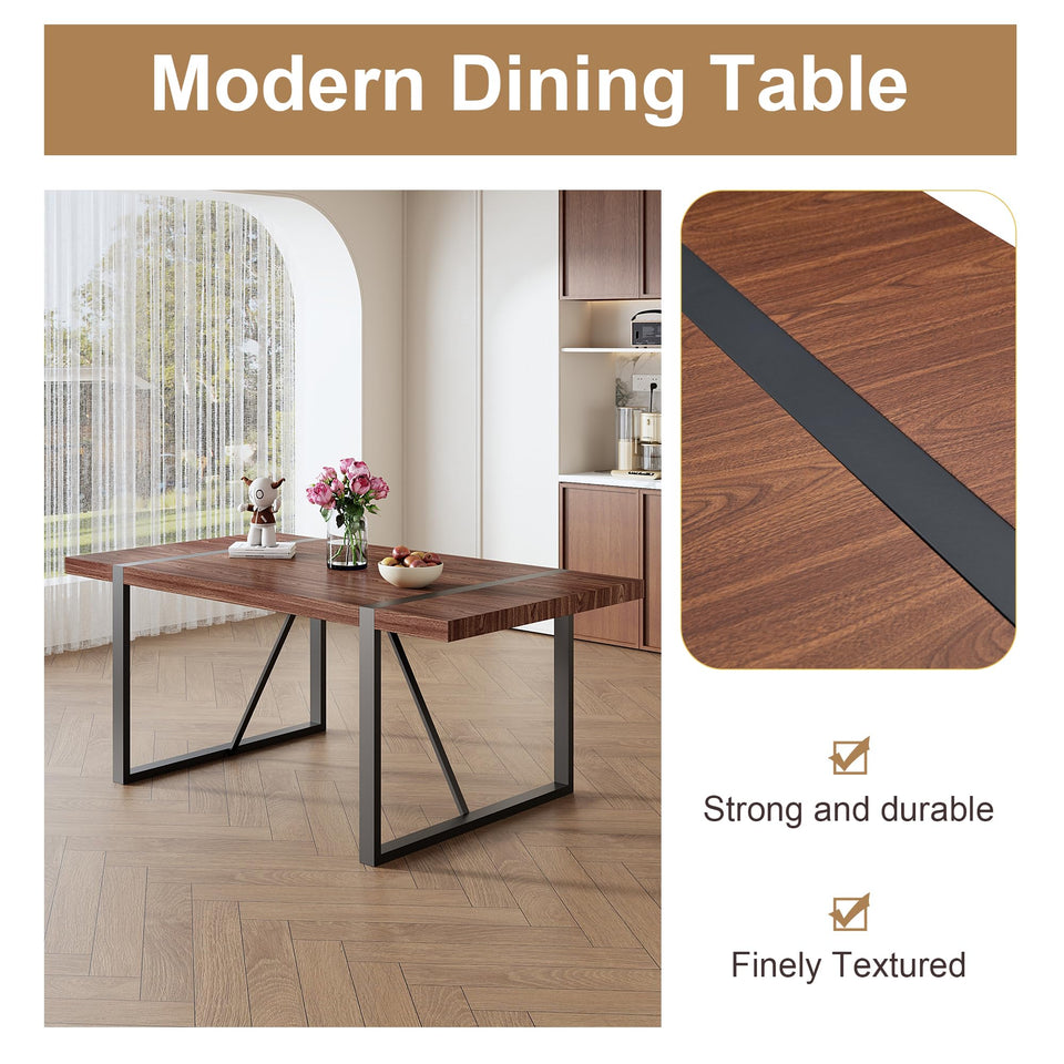 MUUOKY Dining Table Set for 4, Modern 55'' Wood Dinette Table Set for 4 with Fabric Dining Chairs,Table and Chairs Set of 4,Ideal for Kitchen Dining Room