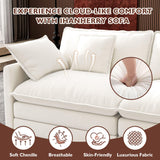 Ihanherry 146" U-Shaped Modern Sofa Modular Sectional Cloud Couch with 2 Ottoman, 6-Seat Chenille Deep Seat Sofa with 6 Pillows for Living Room, Bedroom and Apartment, Grey
