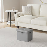 DocSafe Storage Ottoman with Lock,Fireproof Folding Ottoman Foot Rest Stool Storage Chest with Storage Safe for Important Documents,Waterproof 17 Inches Short Ottoman Foot Stool with Handles,Black