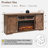 JXQTLINGMU Farmhouse TV Stand for 75+ Inch TV, 32" Tall Entertainment Center w/4 Drawers & Sliding Barn Door, Rustic Media Console w/Storage Shelves, 66" Wood Television Stand for Living Room, Brown