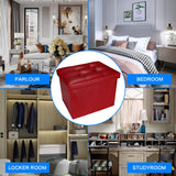 Bsketa Storage Ottoman, Folding Foot Stool with Thicker Foam Padded Seat Small Leather Storage Ottoman Bench Foot Rest for Living Room Foldable Coffee Table 17x13x13in,Black