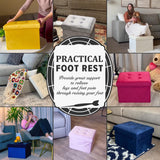 LINMAGCO Ottoman Storage Ottoman with Storage Small Foot Rest Stool Under Desk Stool Short Folding Footrest Linen Cloth Dark Gray 16X12X12IN