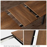 Feonase 5-Piece Dining Table Set for 4-8 People, 63" Large Extendable Kitchen Table Set with 2 Benches and 2 Square Stools, Dining Room Table with MDF Wood Board, Easy Assembly, Black