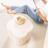 B FSOBEIIALEO Storage Ottoman Cube, Flowers Shaped Ottomans with Storage Foot Stool Footrest for Lving Room, Boucle Ottoman Seat for Dorm Room,Faux Teddy Fur, Cream White 12.6"x12.6"x12.6"