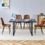 MUUOKY Dining Table Set for 4, Modern 55'' Wood Dinette Table Set for 4 with Fabric Dining Chairs,Table and Chairs Set of 4,Ideal for Kitchen Dining Room