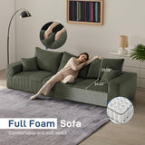 Sectional Cloud Boneless Sofa Couches for Living Room-113'' Beige 3 Seater U-Shaped Modern Lounge Couch-No Assembly Modular Corduroy Convertible Sponge Sleeper Sofas with Chaise for Home House