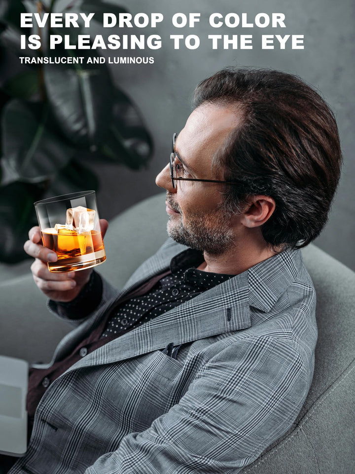 LUXU Whiskey Glasses-Premium 11 OZ Scotch Glass Set of 6 /Old Fashioned Whiskey Glasses/Style Glassware for Bourbon/Rum glass,Clear