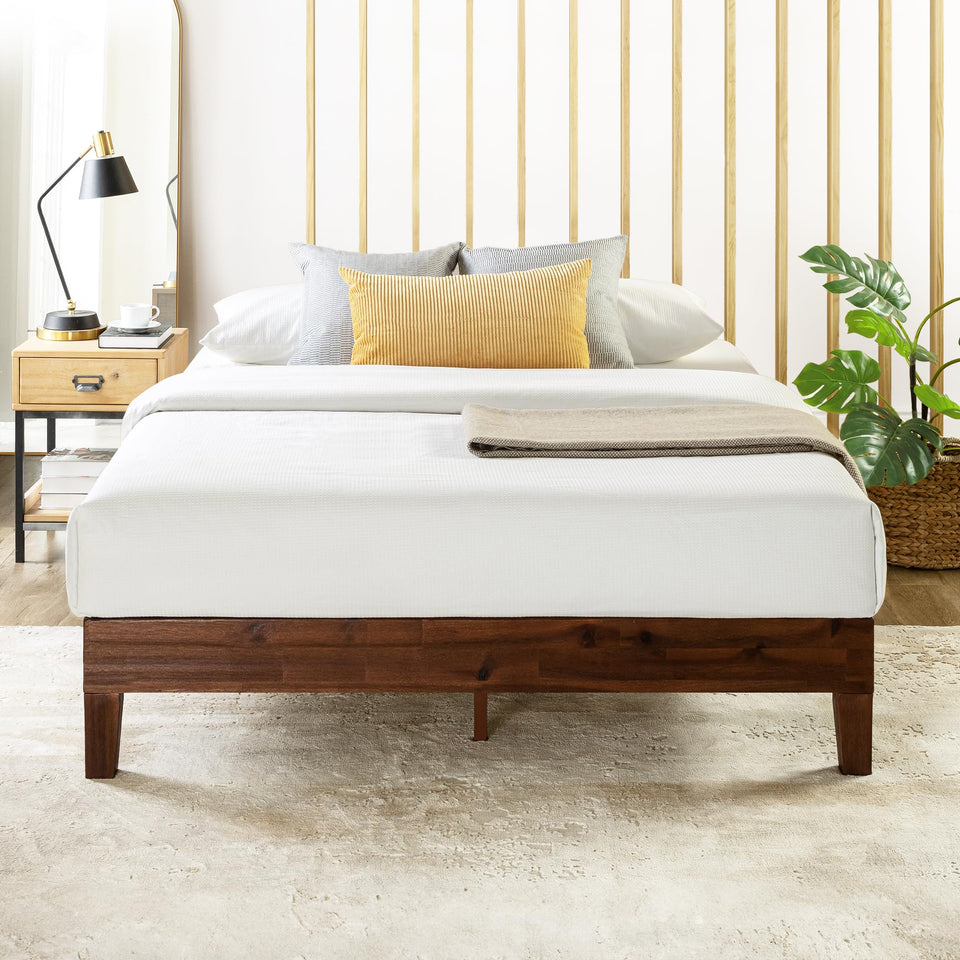 Mellow Naturalista Classic 12-Inch Solid Wood Platform Bed | Wooden Slats, No Box Spring Needed, Easy Assembly | Full, Espresso
