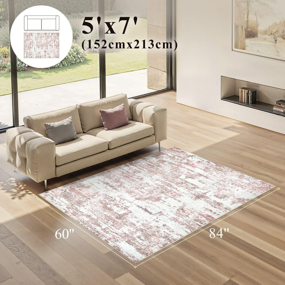 Area Rugs for Living Room: 12x15 Abstract Washable Rug Modern Neutral Large Soft Stain Resistant Non-Slip Backing Machine Table for Bedroom Dining Room Indoor Home Office Carpet - Gold Brown
