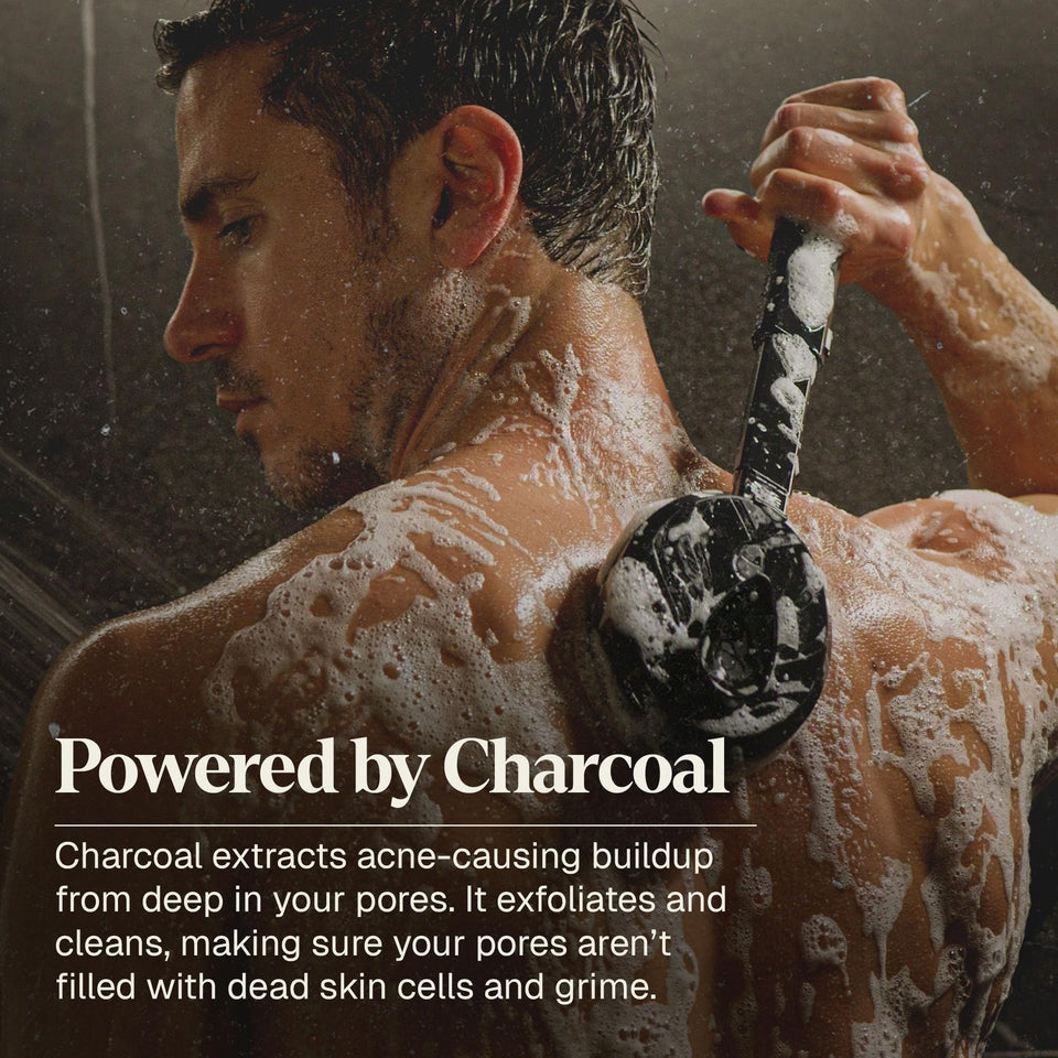 Black Wolf Salicylic Acid Body Wash for Men, 1 Liter - Men's Acne Body Wash - Charcoal Helps Reduce Acne Breakouts & Cleanse Your Skin - Full Coverage & Deep Clean Treatment - Men's Bodywash