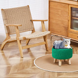 Wimarsbon Pouf Ottoman, 100% Cotton Knitted Boho Footstool, Round Footrest with Non-Skid Wood Legs, Home Décor Handmade Pouffe, Leisure Floor Step Stool for Living Room (Beige)