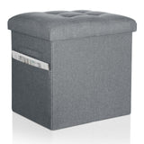 Storage Ottoman with Extra Thick Foam Padded Seat, Foldable Foot Rest Stool with Linen Fabric, 43L Ottoman with Storage Bench for Bedroom Living Room, Holds Up to 300lbs, 17x13x13in, Dark Gray