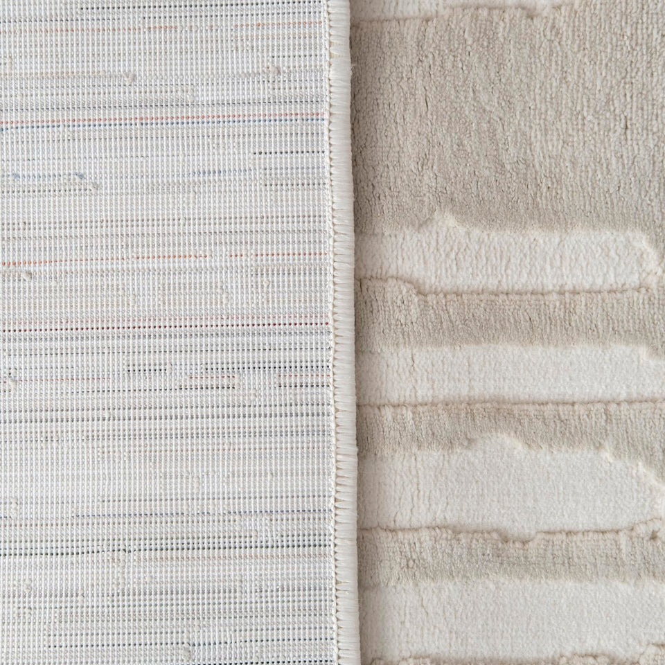 Revival Rugs Shell 5'3"x7'10" Washable Area Rug for Living Room Bedroom - 100% Recycled Oeko-TEX Certified, Medium Pile, Beige, Cream