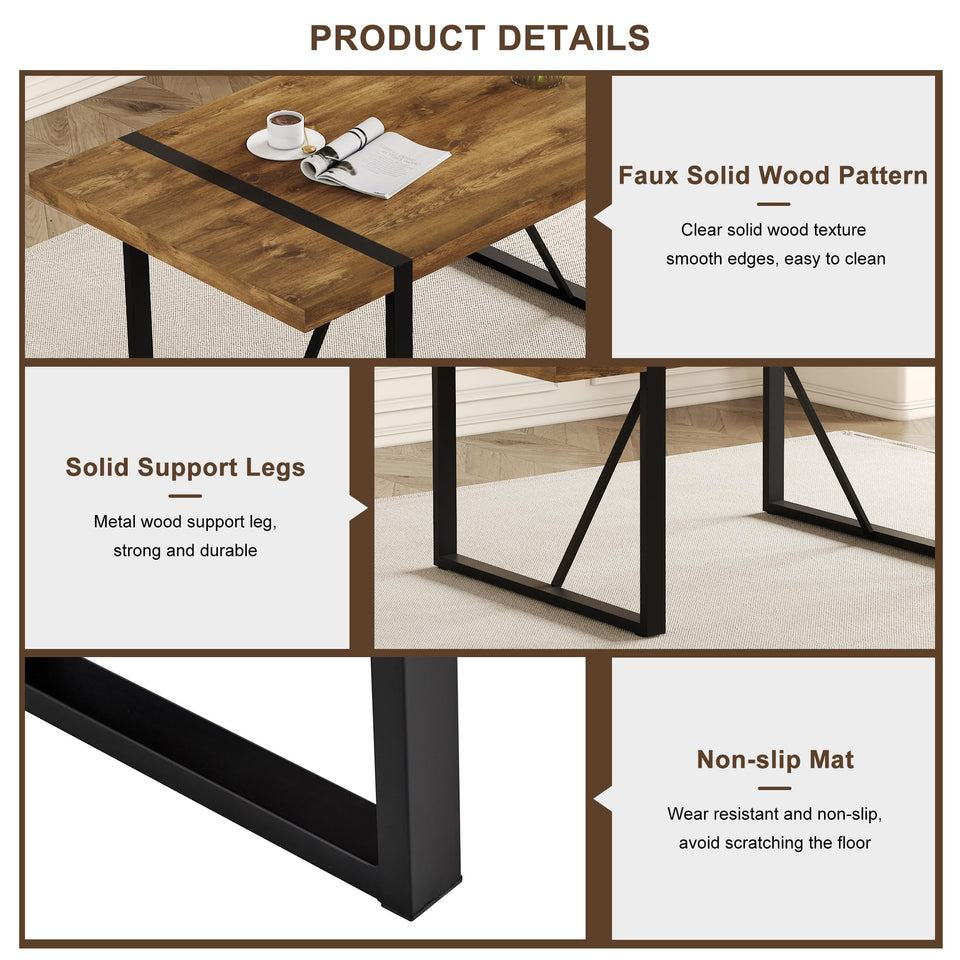 MUUOKY Dining Table Set for 4, Modern 55'' Wood Dinette Table Set for 4 with Fabric Dining Chairs,Table and Chairs Set of 4,Ideal for Kitchen Dining Room