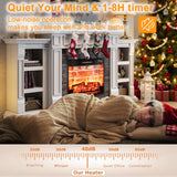 80" Fireplace TV Stand for TVs Up to 90 Inch, Electric Fireplace with Mantel, Farmhouse Entertainment Center with Storage, Realistic Stacked Stone Surround with Remote Control for Living Room