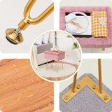 Wimarsbon Storage Ottoman, Vanity Stools with Metal Legs, 16.5" x 11.8" x 18" Modern Faux Mink Fur Footstool, Makeup Chair with Anti-Slip Feet, Accent Table,Footrest,Storage Bench for Bedroom