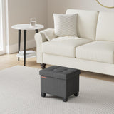 SONGMICS 15 Inches Cube Storage Ottoman, Bedroom Bench with Storage, Foot Stool with Feet, Holds Up to 660 lb, Dark Gray ULSF14GYZ