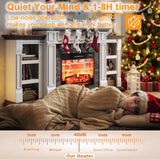 80" Fireplace TV Stand for TVs Up to 90 Inch, Electric Fireplace with Mantel, Farmhouse Entertainment Center with Storage, Realistic Stacked Stone Surround with Remote Control for Living Room