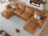 EASE MOOSE Leather Sectional Couch, Oversized Modular Sectional Sofas, Wide Deep Seat Modular Couch, Scratch Resistant Faux Leather Material, L Shaped Sofa for Big Spaces,Beige