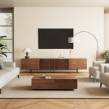 NessCarsti Mid Century Modern TV Stand for 80+ Inch TVs, 94.48" Walnut Console with Ample Storage – Stylish Entertainment Center for Living Room or Bedroom