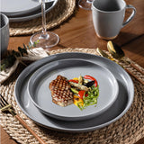 AmorArc Ceramic Dinnerware Sets for 8, 24 Pieces Handpainted Plates and Bowls Set with Rustic Terracotta Underside, Scratch Resistant Stoneware Dishes Set, Dishwasher & Microwave Safe, Light Beige