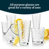 Libbey Ascent Tumbler and Rocks Drinking Glasses Set of 16, Glass Drinking Glasses with Curvature, Versatile Glassware Set for Parties and More