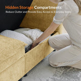 HULALA HOME 127'' Modular Sectional Sofa, Oversized U Shaped Couch with Storage Ottoman, Comfy Chenille Sofa with Deep Seat, 6 Seat Convertible Couches for Living Room, Beige