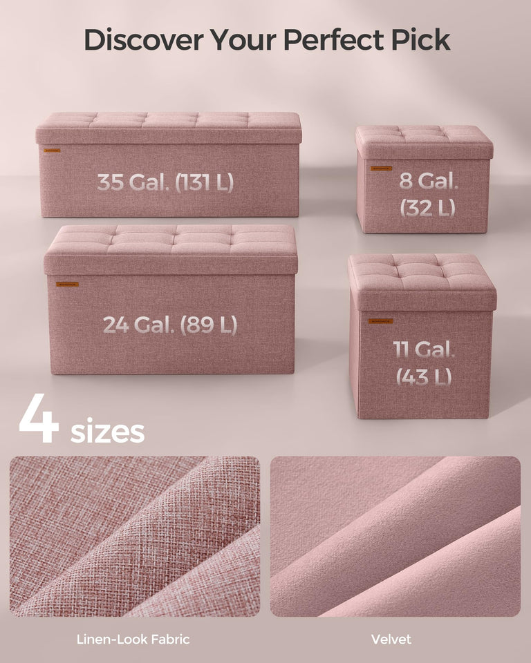 SONGMICS MAZIE Collection - 43 Inches Folding Storage Ottoman Bench, Ottoman Foot Rest, End of Bed Bench, Storage Chest, Load 660 lb, for Living Room, Bedroom, Entryway, Dark Gray ULSF77K