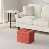 LINMAGCO Ottoman Storage Ottoman with Storage Small Foot Rest Stool Under Desk Stool Short Folding Footrest Linen Cloth Dark Gray 16X12X12IN