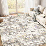 Area Rugs for Living Room: 12x15 Abstract Washable Rug Modern Neutral Large Soft Stain Resistant Non-Slip Backing Machine Table for Bedroom Dining Room Indoor Home Office Carpet - Gold Brown