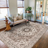 TOPRUUG Washable Oriental Area Rug - 12x15 Rugs for Living Room Soft Carpet for Bedroom Waterproof Floral Distressed Indoor Stain Resistant Non-Shedding Floor Carpets (Green, 12x15)