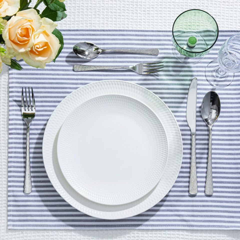 KINGSTONE Hammered Silverware Set, Flatware Set, 18/10 Stainless Steel Premium Cutlery with Unique Ripple Handles Design Mirror Polished - Dishwasher Safe (40-Piece)