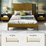 Bme Vivian 14 Inch Deluxe Bed Frame with Headboard, Rustic & Scandinavian Style with Solid Acacia Wood, No Box Spring Needed, 12 Strong Wood Slat Support, Easy Assembly, King, Rustic Golden Brown