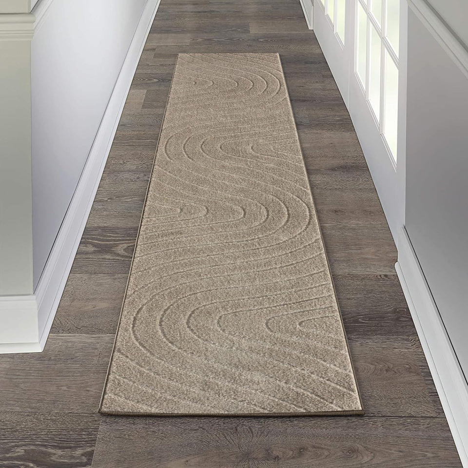 LUXE WEAVERS Modern Geometric Wave Cream 9x12 Area Rug