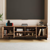 NessCarsti Mid Century Modern TV Stand for 80+ Inch TVs, 94.48" Walnut Console with Ample Storage – Stylish Entertainment Center for Living Room or Bedroom