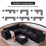 Tmsan 129.3" Oversized Modular Sectional Sofa, U Shaped Couch with Movable Ottoman, Large 7 Seat Corner Couches for Living Room, Spacious Space, Beige