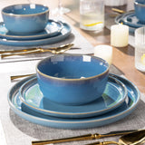 GBHOME Ceramic Dinnerware Sets for 8, 24 Pieces Stoneware Plates and Bowls Sets, Scratch Resistant Dishes, Dishwasher & Microwave Safe, Reactive Glaze-Green Wheat