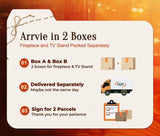 PRAISUN 70'' Fireplace TV Stand with 42'' Electric Fireplace, Farmhouse TV Stand for 65 75 Inch TV, Entertainment Center TV Console with 3 Drawers, Fluted Design, for Living Room, Distressed White