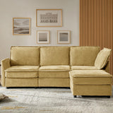 HULALA HOME 127'' Modular Sectional Sofa, Oversized U Shaped Couch with Storage Ottoman, Comfy Chenille Sofa with Deep Seat, 6 Seat Convertible Couches for Living Room, Beige