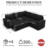 SUAWY 108 Inch Sectional Sleeper Sofa with Pull Out Bed,U Shaped 7 Seat Modular Sectional Sofa with Storage,Sectional Couches for Living Room,Cloud Modular Couch,Removable Sofa Cover,Dark Grey