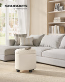 SONGMICS Round Ottoman, Ottoman with Storage, 17.7 Dia. x 17.5 H Inches Foot Rest with Legs, Load up to 330 lb, for Living Room, Bedroom, Dark Gray ULOM011G01