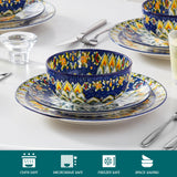 vancasso 24 Pieces Dinnerware Sets, Plates and Bowls Set, Porcelain Dishes Set for 6, Microwave and Dishwasher Safe, Scratch Resistant, Bohemian Style Dining Ware Service for 6, Series SIMI