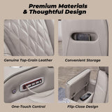 Signature Design by Ashley Boyington Contemporary Leather Match Power Reclining Sofa with USB Charging Ports, LED Lights and Adjustable Headrest, Light Gray