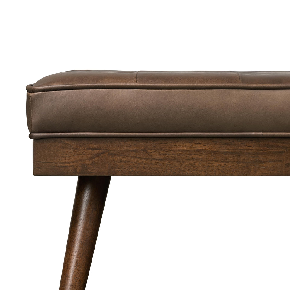 POLY & BARK Napa 72" Apartment Sofa – Italian-Tanned Full-Grain Pure-Aniline or Semi-Aniline Leather, Feather-Down Cushioning, Kiln-Dried Solid Wood Frame, Walnut Legs - Cognac Tan