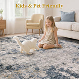 Area Rugs for Living Room: 12x15 Abstract Washable Rug Modern Neutral Large Soft Stain Resistant Non-Slip Backing Machine Table for Bedroom Dining Room Indoor Home Office Carpet - Gold Brown