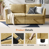 HULALA HOME 127'' Modular Sectional Sofa, Oversized U Shaped Couch with Storage Ottoman, Comfy Chenille Sofa with Deep Seat, 6 Seat Convertible Couches for Living Room, Beige