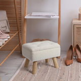 OGEMXU Storage Ottoman, Small Foot Stool Ottoman with Storage, Boucle Teddy Velvet Foot Rest with Padded Seat, Sturdy Wood Legs Stool for Living Room, Bedroom, Couch, Enterway (Cream)